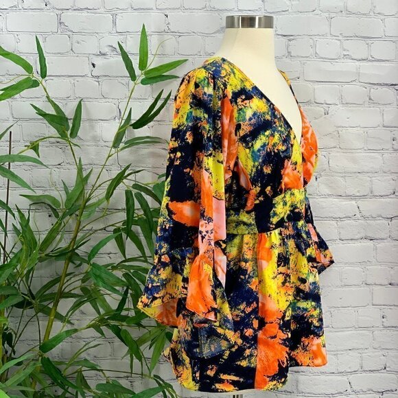 Betsey Johnson Multicolor Watercolor Pattern Top - Picture 2 of 6